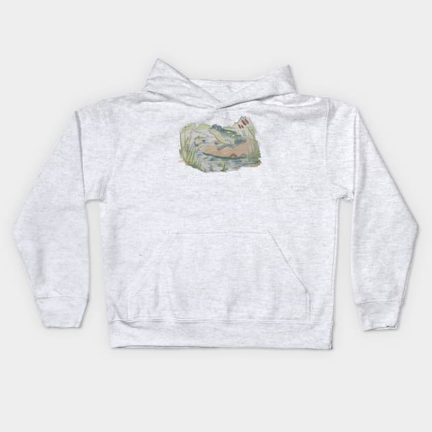 Frog Retro Vintage 60s Drawing Kids Hoodie by frantuli